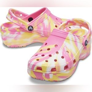 SOLD Crocs Women's Classic Platform Marbled Clogs Pink Lemonade NWOT